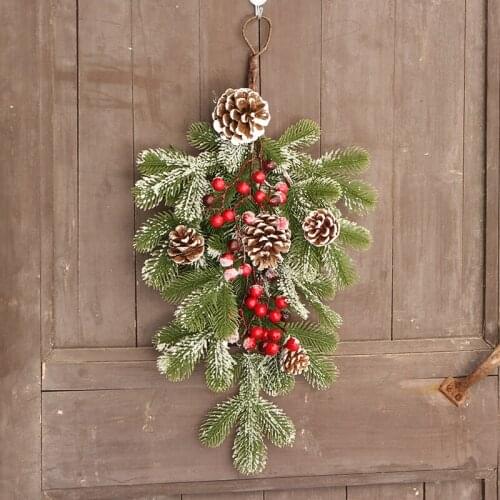 Christmas Pinecone Rattan Upside Down Tree Wall Hanging Door Hanging Restaurant Christmas Tree Garland Ornaments
