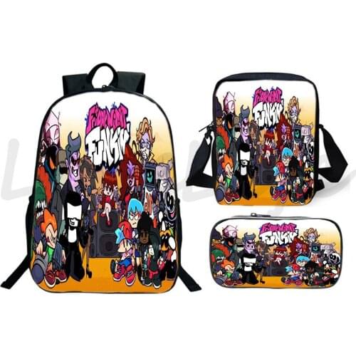 Friday Night Funkin Backpack 3pcs/set School Bags for Girls Boys Travel Shoulder Bag School Backpack kids Mochila