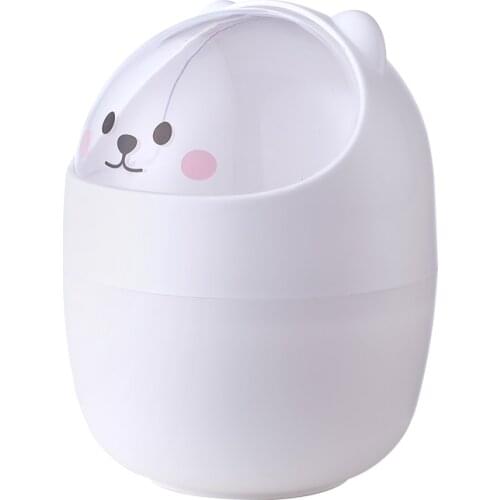 Cute Bear Shape Trash Wastebasket Large Capacity Desktop Trash Can Container Bin for Bathroom Kitchen Home Office Dorm Kids Room