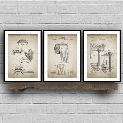 Nordic Canvas Imitation Pencil Drawing Toilet Toilet Paper Anatomical Details Bathroom Bathroom Wall Art Decor Printing Painting