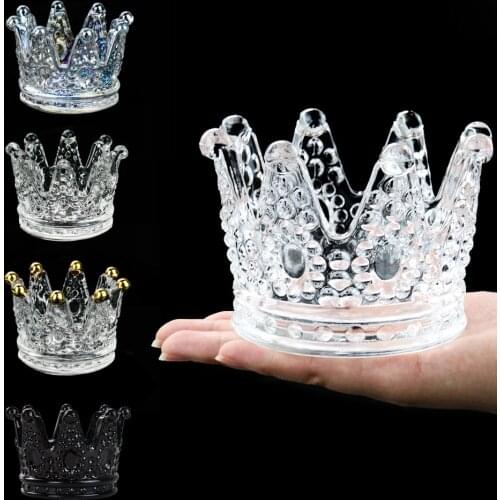 Nordic Crown Candlestick Romantic Ins Glass Ashtray Aromatherapy Candle Holder Home Decoration Ornament Gift Wedding Centerpiece
