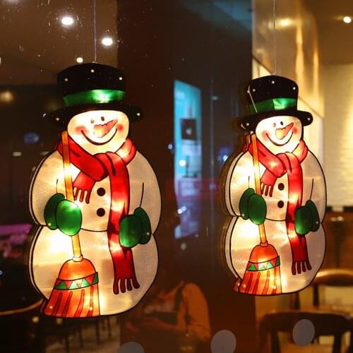 Santa Led Suction Cup Window Hanging Lights Christmas Tree Outdoor Decorative Snowman Atmosphere Navidad Decor Festive Light