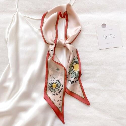 Narrow Long Scarves Womens Autumn and Winter New Decorative Neckerchief Age-Reducing Hair Band Tie Bag Ribbon Wrist