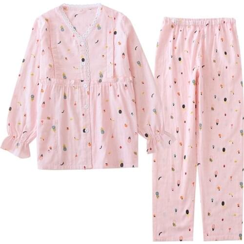 Spring Confinement Clothing Thin Pure Cotton Postpartum Lactation Garment Nursing Clothes Pregnant Women Pajamas Top + Pants