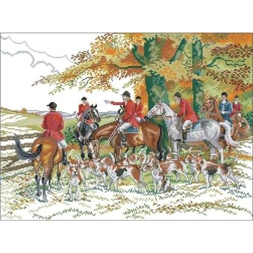 HIGH quality, 11CT Cross Stitch Sets Horse Dog Hunting 69x46cm CS-132WM