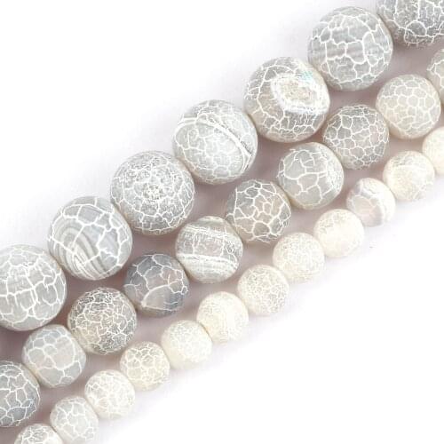 High Quality 6 8 10MM Grey Weathered Stone Beads Natural Round Loose Spacer Onyx Beads for DIY Jewelry Making Bracelet Accessory