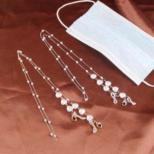 Love Heart Shaped Pearl Glasses Chain Mask Lanyard Strap Cords Casual Women Men Sunglasses Mask Chain Eyewear Accessories