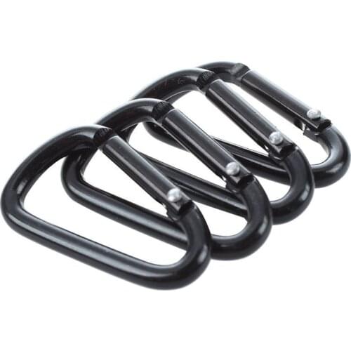 1-5PCS Black D Shaped Aluminum Alloy Carabiner Hook Keychain Camping Equipment Backpack Buckle Water