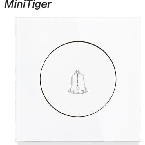 Minitiger 1 Gang Doorbell Switch Button Wall Light Switch Knight Black/ White / Gold / Gray Luxury Crystal Tempered Glass Panel