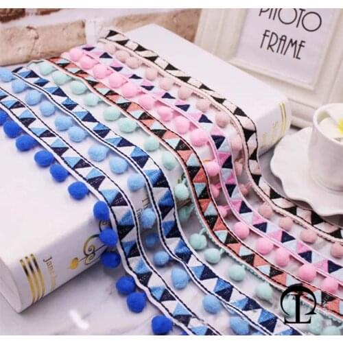 1Yard Lace Ribbon Sewing Pompoms Trim Lace Fabric Sewing Accessories For DIY Fringe Embroidery Garment Fabric Handmade Accessory