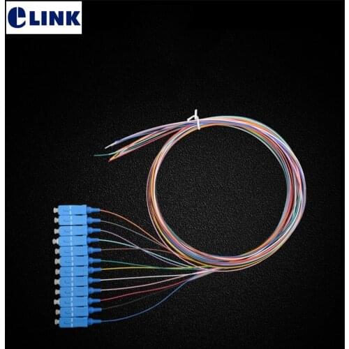 12core colored SC pigtails 1.5mtr SM optical fibre G652D A class ferrule ftth pigtails cable SC UPC 12 port factory supply ELINK