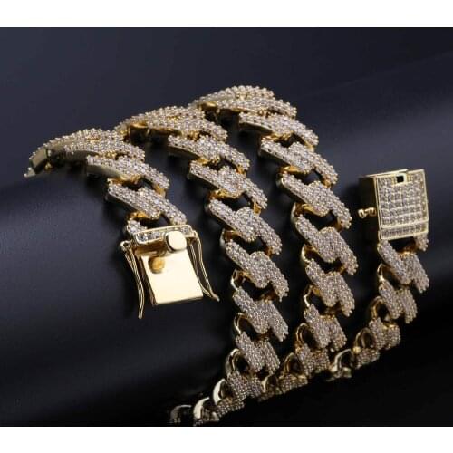 14mm Men Women HipHop MIAMI CUBAN LINK Chain Necklaces Casting Fully Micro Cubic Zirconia Clasp ICED OUT Bling DJ Rapper Jewelry