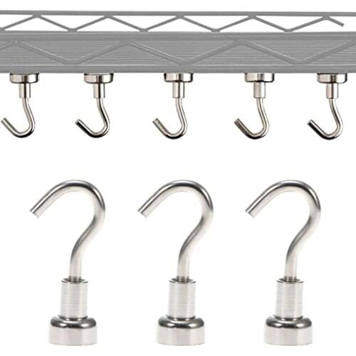 4pcs Magnetic Hooks Powerful Heavy Duty Neodymium Magnet Refrigerator Surfaces Not Scratch CFE