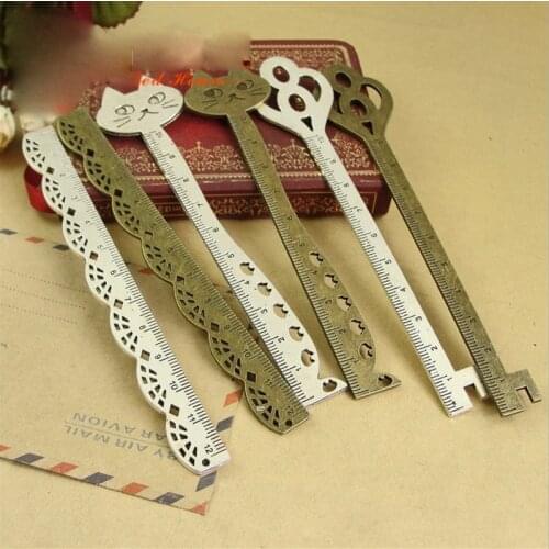 5pcs/lot Antique Vintage Metal Ruler Vintage Style Handmade Cat key Ruler Bookmark diy Bookmark Setting For DIY Making Finding