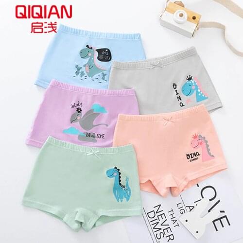 5Pcs/lot Cotton Cartoon Dinosaur Printed Underwear Baby Girls Boxer Briefs Panties Kids Girls Underwear