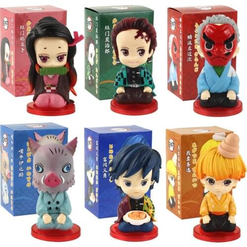 8cm Demon Slayer Figures Tanjirou Kamado Nezuko Zenitsu Inosuke Giyuu Tomioka Urokodaki Sakonji Anime Model Toys