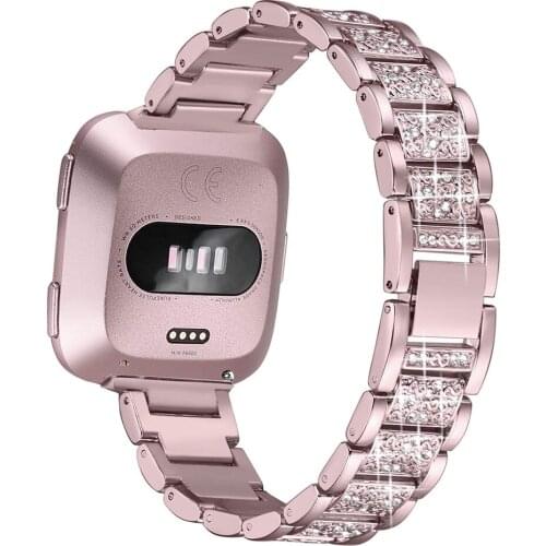Bling Diamond strap For Fitbit Versa band Stainless Steel Strap Accessories women Wrist Bracelet for fitbit lite/verse 2 Band