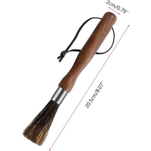 Cleaning Brush for Coffee Grinder Natural Bristles Black Walnut Espresso Brush
