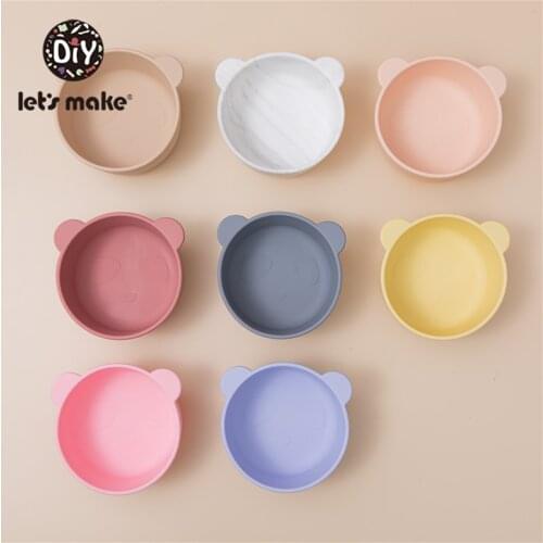Lets Make Baby Silicone Plate Kids Bowl & Spoon Set BPA Free Baby Feeding Dishes Tableware Cartoon Children Baby Plate