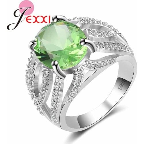 Elegant Fashion Crystal Rhinestone rings For Women Wedding Engagement 925 Sterling Silver Jewelry Size 6/7/8/9/10 Lindo