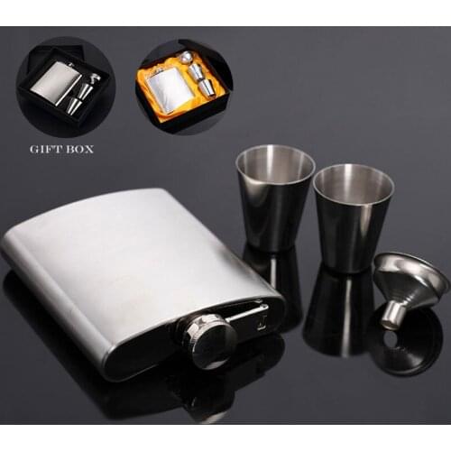 7oz Stainless Steel Hip Flask for Alcohol Liquor Whisky Alcohol Cap Funnel Drinkware Drinker Hip FlasK Mini Bottle Gift box