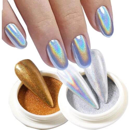 Holographic Laser Nail Glitter Powder Mirror Chameleon Nail Art Dust Shining Chrome Pigments Nail Art Decorations