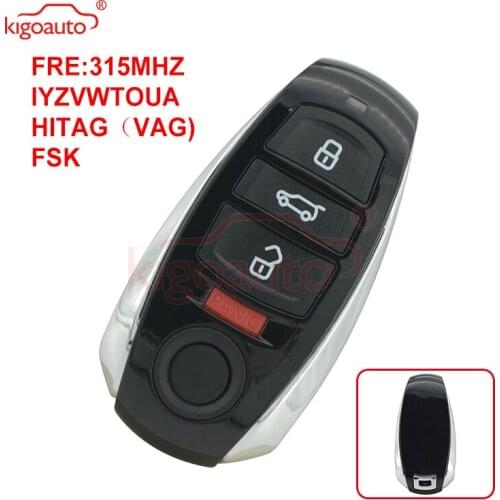 KIGOAUTO IYZVWTOUA 315MHZ FSK hitag(vag) PCF7945AC for Volkswagen Touareg 2011-2017 Smart key 4 button