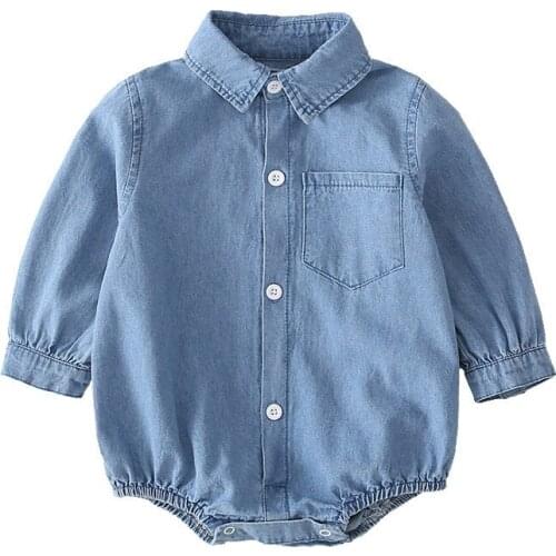 Infant Baby Bodysuits Denim Newborn Baby Boys Girls Bodysuits Long Sleeve Baby Boy Clothes Outfits Fashion Sport Clothing