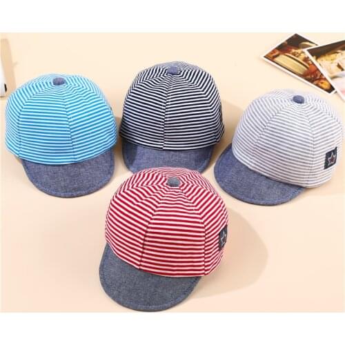 Summer Cotton Baby Hat Casual Striped Boys Girls Baseball Beret Kids Toddler Infant Soft Eaves Peaked Hats Adjustable Hooded Cap