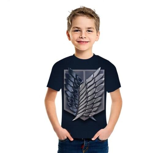 Boys And Girls' 2021 Summer New T-Shirt Attack On Titan 3D Print Loose Top Childrens Hip Hop Style Cartoon Short Shirt