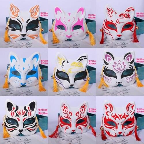 Anime Demon Slayer Fox Mask Hand-painted Japanese Mask Half Face Mask Masquerade Festival Ball Kabuki Kitsune Masks Cosplay Prop