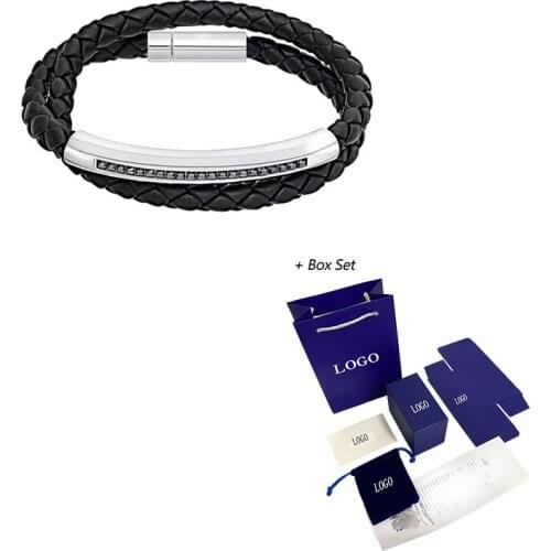 Fashion Jewelry SWA New MenS Black Braided Bracelet Black Decorative Crystal Boy Elegant And Handsome High-End Jewelry Gift