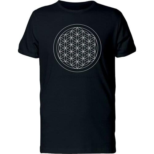 Flower Of Life White Outline MenS Tee -Image By Vintage Tee Shirt