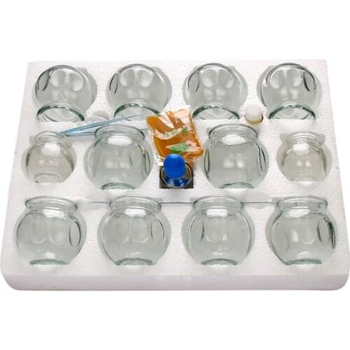 12pcs large size NO.5 Massage Cup Sucker Vacuum Glass Cupping Body Fire Jar Cup Therapy Cup Sets Acupuncture body back massage