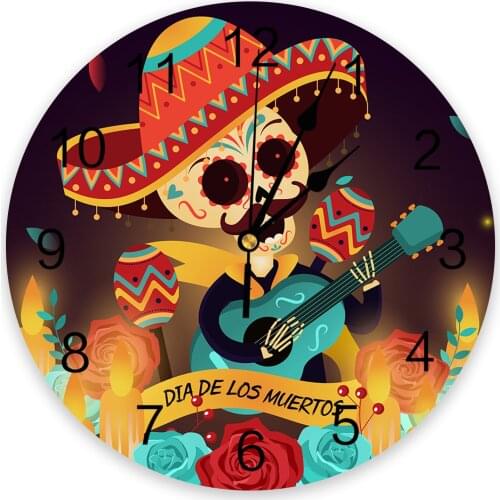 Mexican Skull Candle Wall Clock Modern Design Home Decor Silent Wall Clock Living Room Decor Wall Clock