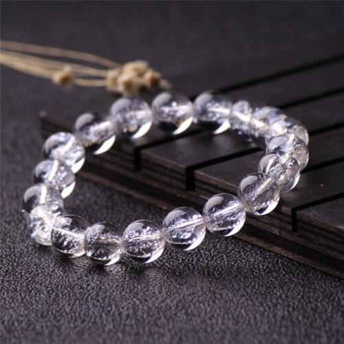 Natural White Cracked Crystal Round bracelet Size 8/10mm DIY Bracelet Necklace