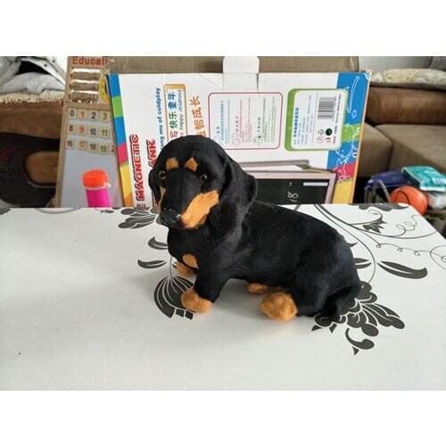 New simulation black dachshund toy resin&fur lying dog doll gift about 19x15cm 0964