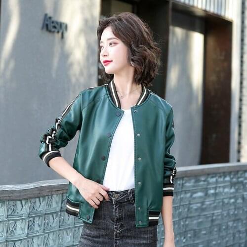 New Large Size 3XL Leather Jacket Women 2021 Autumn Fashion Womens Leather Clothing Female Coat Short Slim Girl Jackets Green