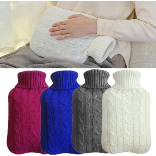 Solid Color Knitted Wool Sweater Cover For 2000ml Hot Water Bag，Soft Hand Warming Hot Water Bag Protective Case 6 Color