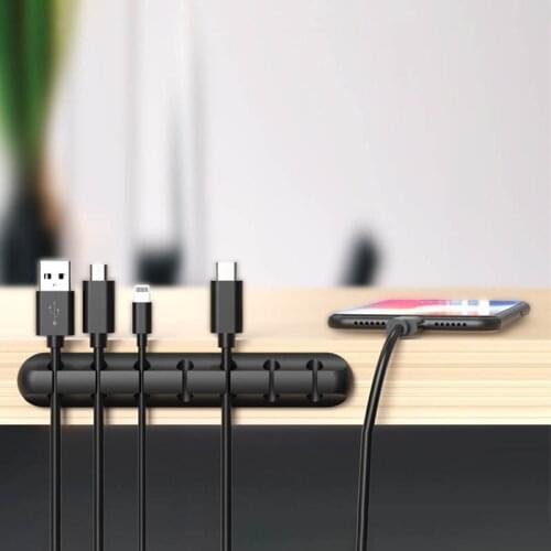 1Pcs Cable Organizer Silicone Cable Holder Black/Gray For Mouse Keyboard Earphone Headset Winder Management for Household