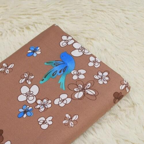 Half Meter Plain Cotton Fabric With Cartoon Bird Flower Print Handmade DIY Garment Dress Tissue 100% Cotton CR-708