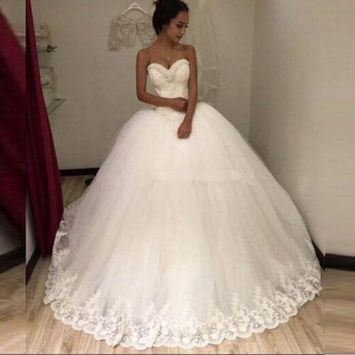 Luxury Ball Gown Beading Lace Princess Wedding Party Dresses robe de mariage
