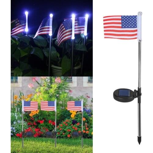 Solar Garden LED Light American Flag Independence Day Decor Lighting Outdoor Waterproof LED Lamp For Garden Home Decoration