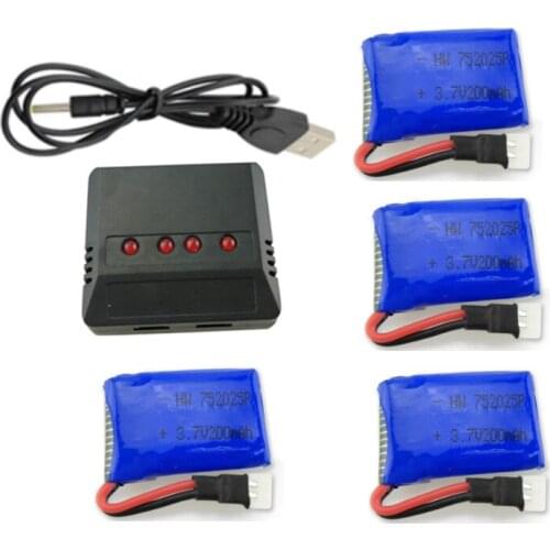 BLL Syma X4 X11 X13 RC quadcopter 3.7V 200mah Li-po battery*4pcs+4 in 1 charger box