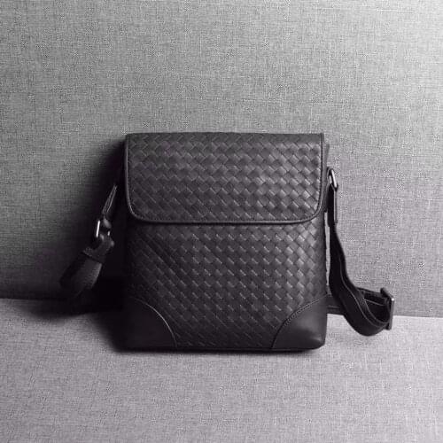 ISHARES Genuine Cowhide Leather Weave Messenger Cover Flip Bag Calfskin Crossbody for Men Fashion Top Quality Chic Bags IS8083