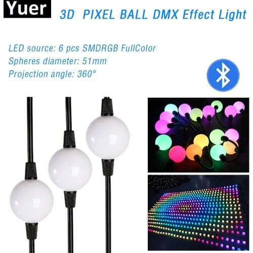 51mm LED 3D Pixel Ball Stage Effect Light DMX 512 ARTNET Controller DJ Disco Party Bar Festival Decoration Night Lamp Par Light