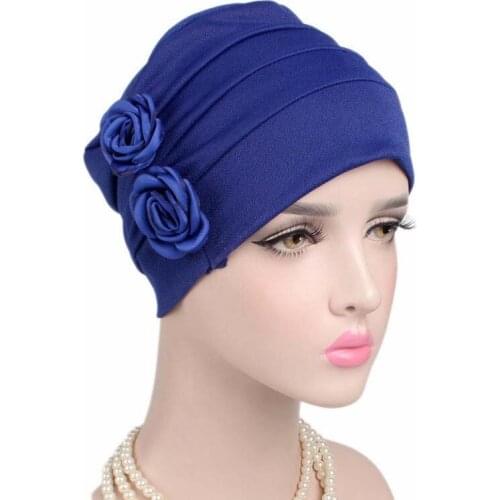 Flower Turban Hat Women Muslim Hijab Headwrap Cap Under Scarf Bonnet Cancer Chemo Hats Beanie Cotton Turbanet Ladies Head Scarf