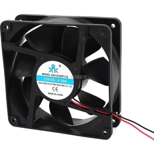 DC Cooling Fan 7 Blades 120mm x 120mm x 38mm 12038 2 Wires 12V 0.35A