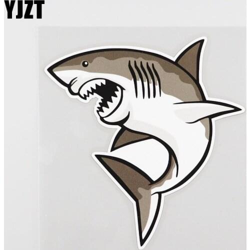 YJZT 13.9CMX15CM Gray Shark Car Sticker Interesting Pvc Decal Window 6A-0062