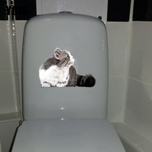 YOJA 24.8*17.9CM Cartoon Cat Art Wall Decal Bathroom Decor Toilet Sticker Decoration Maison T1-0059